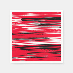 Hand painted lines - red napkin