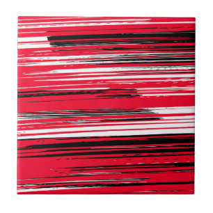 Hand painted lines - red tile