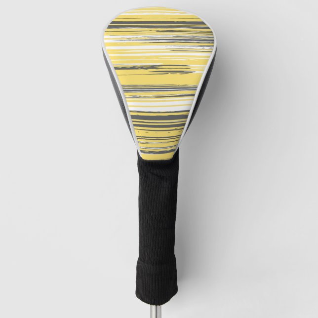 Hand painted lines - yellow golf head cover (Front)