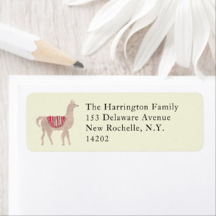 Hand-Painted Llama Farm Beige Return Address Label