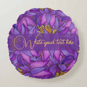 Hand-Painted Lotus Flower Round Cushion