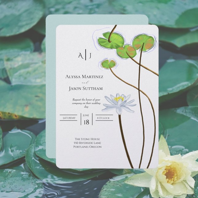 Hand-Painted Lotus Flower Wedding Invitations (Creator Uploaded)