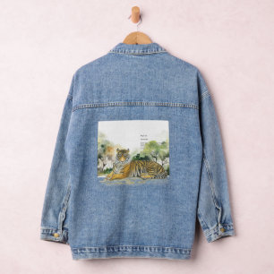 Hand-Painted Majestic Bengal Tiger Denim Jacket