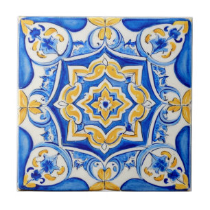 Hand-Painted Majolica Pattern Tile