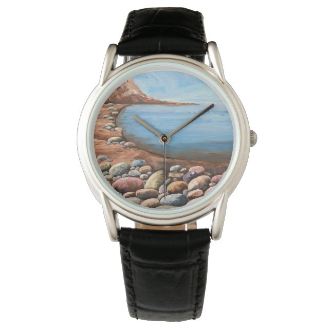 Hand Painted Maritime Scene Brown Watch (Front)