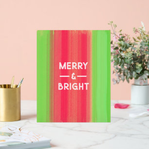 Hand Painted Merry and Bright Green and Red Acrylic Sign