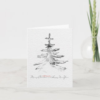 Hand painted Merry Christmas stamp Holiday Card