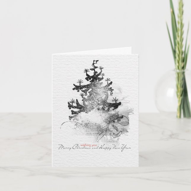 Hand painted Merry Christmas stamp Holiday Card (Front)
