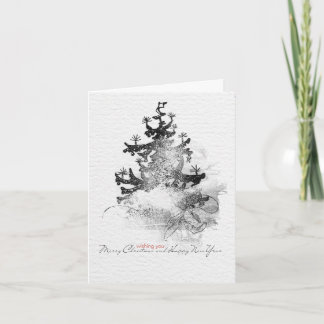 Hand painted Merry Christmas stamp Holiday Card