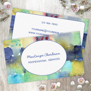 Hand Painted Modern Watercolor Abstract Business C Card