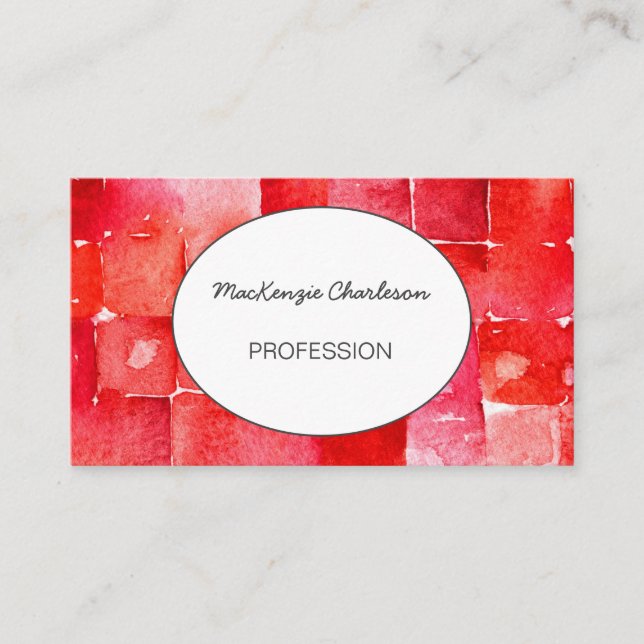 Hand Painted Modern Watercolor Abstract Geometric  Business Card (Front)
