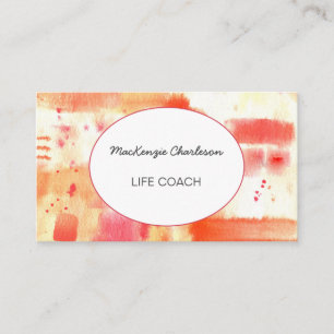 Hand Painted Modern Watercolor Abstract Life Coach Business Card