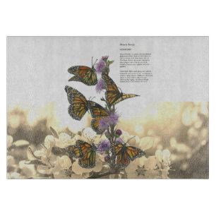 Hand-Painted Monarch Butterflies Cutting Board
