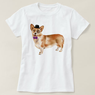 Hand-painted Monocled Corgi Puppy Dog T-Shirt