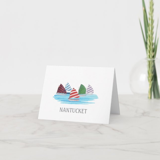 Hand Painted Nantucket Rainbow Fleet Blank  Note Card (Front)