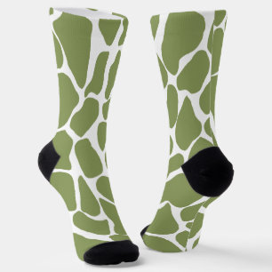 Hand-Painted Olive Green & White Giraffe Socks