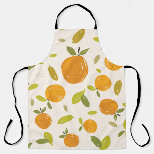 Hand painted oranges fruit seamless pattern design apron
