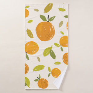 Hand painted oranges fruit seamless pattern design bath towel