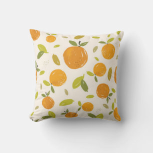 Hand painted oranges fruit seamless pattern design cushion