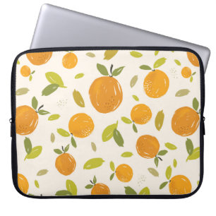 Hand painted oranges fruit seamless pattern design laptop sleeve