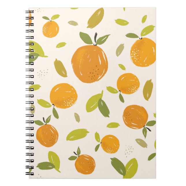 Hand painted oranges fruit seamless pattern design notebook (Front)