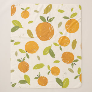 Hand painted oranges fruit seamless pattern design sherpa blanket