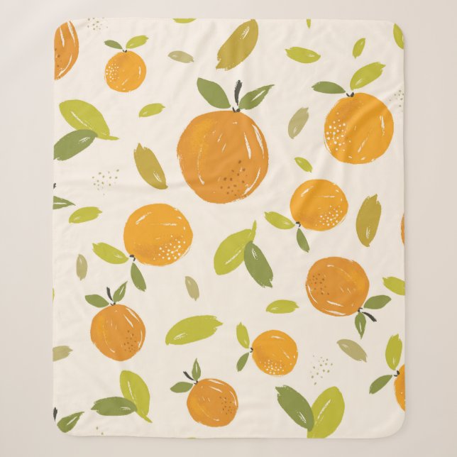 Hand painted oranges fruit seamless pattern design sherpa blanket (Front)