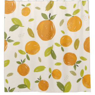 Hand painted oranges fruit seamless pattern design shower curtain