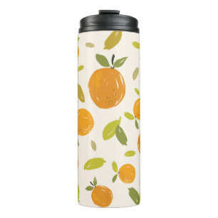Hand painted oranges fruit seamless pattern design thermal tumbler