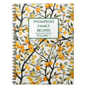 Hand painted oranges tree Personalised Recipe Notebook