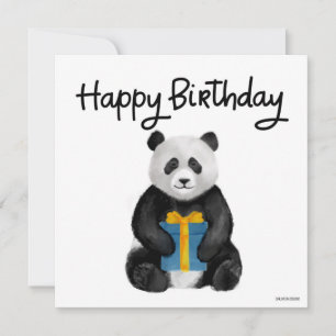 Hand-painted Panda Birthday Card