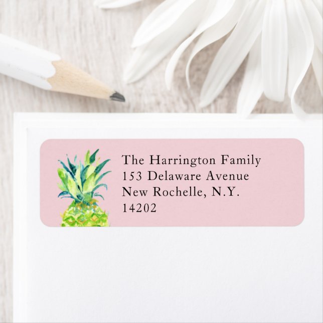 Hand-Painted Pineapple Blush Pink Return Address  (Insitu)