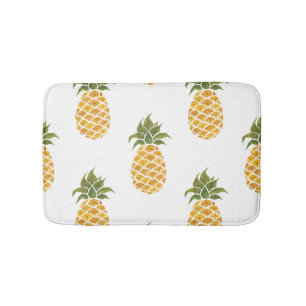 Hand-painted pineapples, watercolor background. bath mat