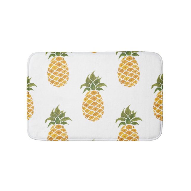 Hand-painted pineapples, watercolor background. bath mat (Front)