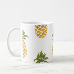 Hand-painted pineapples, watercolor background. coffee mug