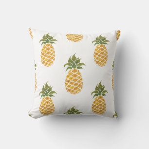Hand-painted pineapples, watercolor background. cushion