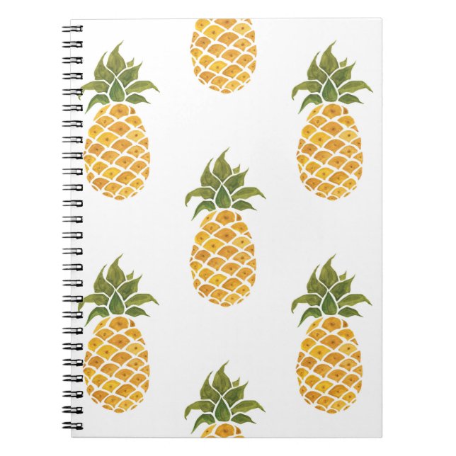 Hand-painted pineapples, watercolor background. notebook (Front)