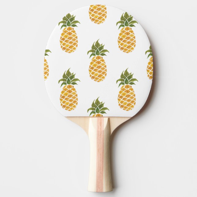 Hand-painted pineapples, watercolor background. ping pong paddle (Front)
