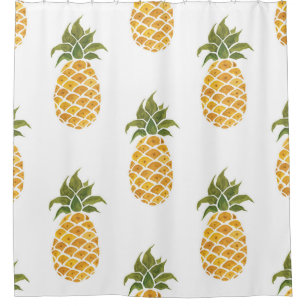 Hand-painted pineapples, watercolor background. shower curtain