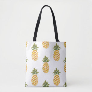 Hand-painted pineapples, watercolor background. tote bag