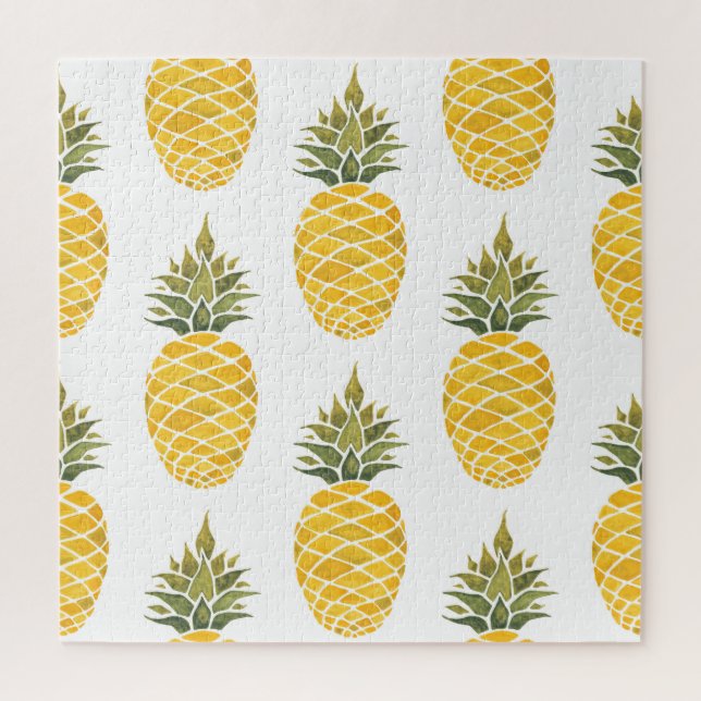 Hand Painted Pineapples: Watercolor Seamless. Jigsaw Puzzle (Vertical)