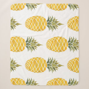 Hand Painted Pineapples: Watercolor Seamless. Sherpa Blanket