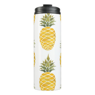 Hand Painted Pineapples: Watercolor Seamless. Thermal Tumbler