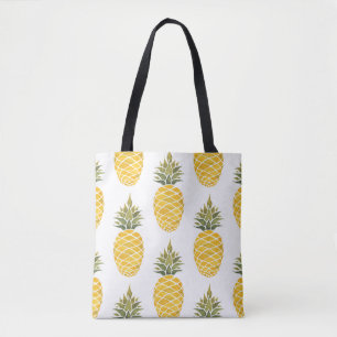 Hand Painted Pineapples: Watercolor Seamless. Tote Bag