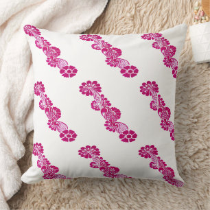 Hand Painted pink Floral Mehndi Henna botanical Cushion
