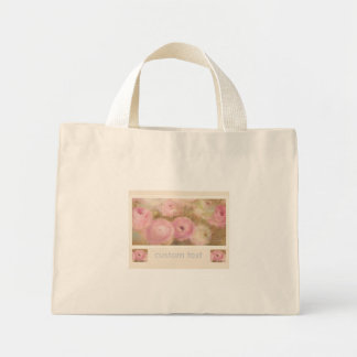 Hand Painted Pink Floral Wedding favour Mini Tote Bag
