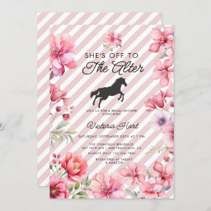 Hand Painted Pink Flower Derby Bridal Shower Invitation