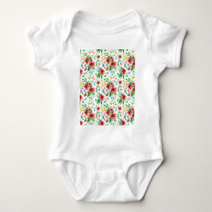 Hand Painted Pink Flowers Floral Pattern-23498 Baby Bodysuit