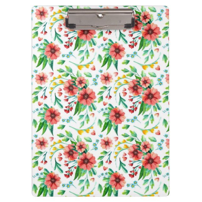 Hand Painted Pink Flowers Floral Pattern-23498 Clipboard (Front)