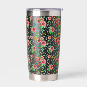 Hand Painted Pink Flowers Floral Pattern-23498 Insulated Tumbler